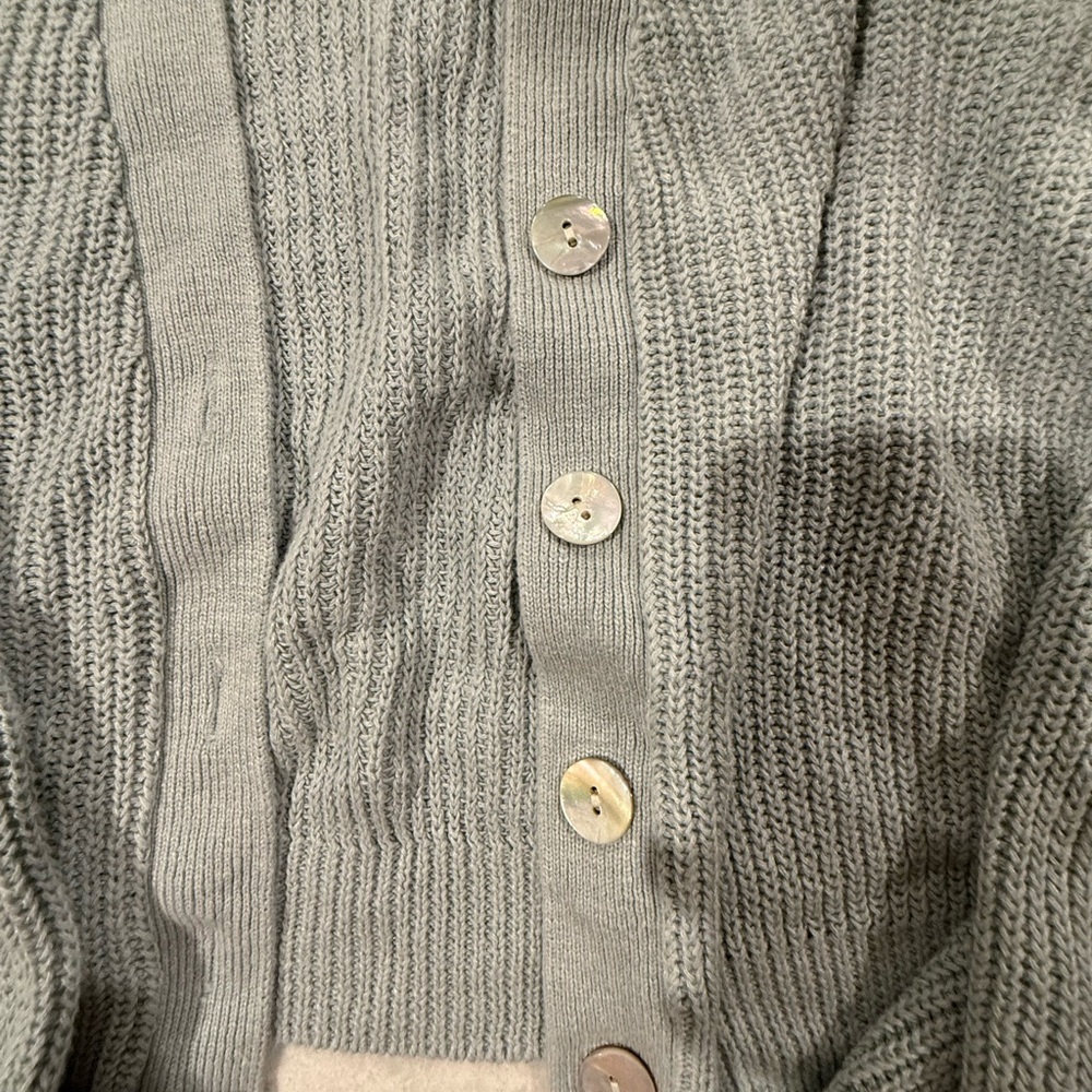 Faherty Light Gray Button-Up Cardigan - image 2